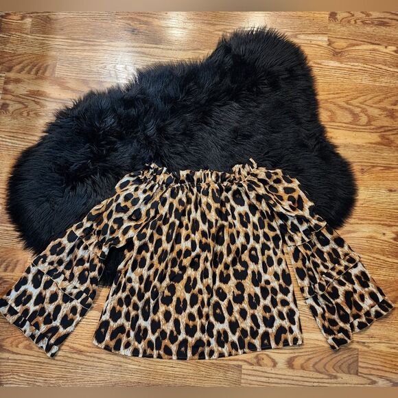 Animal Print Off the Shoulder Top Women's XL - Picture 3 of 7